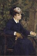 Pierre Renoir Woman in a Garden-Lise Trehot(Woman with a Segull Feather) oil painting artist